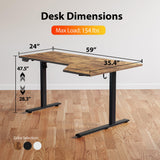 Agilestic Electric Standing Desk, L-shaped 59 Inches Height Adjustable Desk, Sit and Stand up Desk for Work Office Home, Ergonomic Rising Computer Table for Home Office with Splice Board, Rustic Brown Agilestic