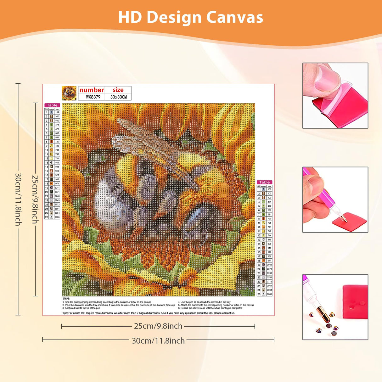 DOMROM Diamond Painting Kits for Adults, Bee Diamond Art Kits, 5D Sunflowers Diamond Painting, DIY Round Full Drill Diamond Painting Gem Arts and Crafts for Home Decor 12x12 inch DOMROM