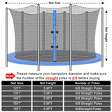 Trampoline Net Replacement Trampoline Safety Round Frame Enclosure Weather Resistant Breathable Net with Double Headed Zippers(6 Straight Poles,16 FT) Jexine