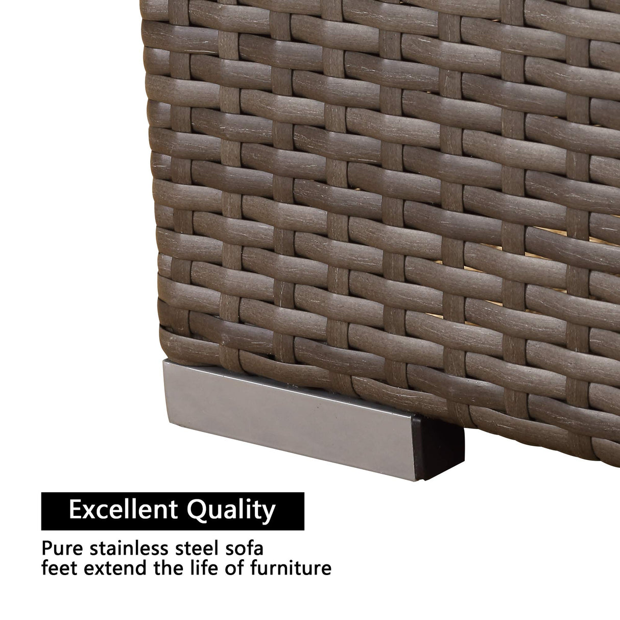 Wisteria Lane 2 Pieces Patio Furniture Sets, Outdoor Sectional Furniture with Armless Sofa, Tempered Glass Table and Cushion, Patio Conversation Sets for Garden Backyard, Grey Wisteria Lane