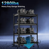 Huhaneon Heavy Duty Garage Shelves - 36''W 1,400Lbs Metal Adjustable Storage Shelving Rack Units for Warehouse Basement 4 Tier Black 35.4" W x 15.7" D x 66" H Huhaneon