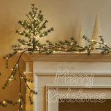 Fudios Lighted Christmas Pine Garland 6FT 48 Warm White LED Battery Operated with Timer for Mantle Fireplace Holiday Winter Decoration Indoor Outdoor Use Fudios