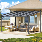 AECOJOY 14' x 10' Gazebo for Patio, Retractable Pergola with Adjustable Sun Shade Canopy Roof, Small Wall-Mounted Lean to Outdoor Pergolas and Gazebos Clearance, Metal Awnings for Decks, Patio AECOJOY