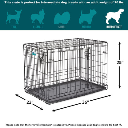 MidWest Homes for Pets Newly Enhanced Double Door iCrate Dog Crate, Includes Leak-Proof Pan, Floor Protecting Feet, Divider Panel & New Patented Features