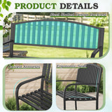 Optmspic 50" Outdoor Garden Bench, Iron Metal Frame Patio Bench with Backrest Armrests, Weatherproof Anti-Rust Outdoor Bench for Front Porch, Park, Yard, Patio (402-32BK) Optmspic