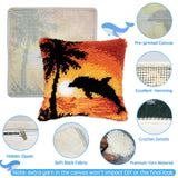 ZFFLYH Latch Hook Kit Plant Flower Leaves DIY Throw Pillow Cover Sofa Cushion Cover Preprinted Canvas Crochet Yarn Kits Needlework Crafts 43x43cm ZFFLYH