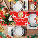 Merry Christmas Table Runner, Linen Christmas Trees Table Runner Red Merry Xmas Table Runner Long Seasonal Winter Holiday Kitchen Dining Table Decoration for Indoor Outdoor Home Party Christmas Decor Vspek