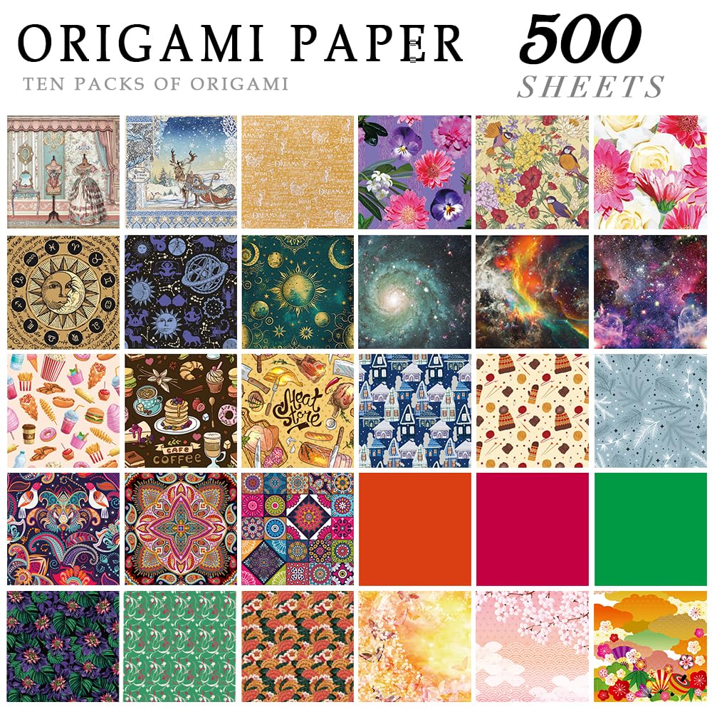 10 Different Packs Full Collection Origami Paper Kit 6 Inch Square Double Sided Color Vivid Colors Creation Easy Fold Paper Set Hand Crafts Paper Arts Creativity qianshan