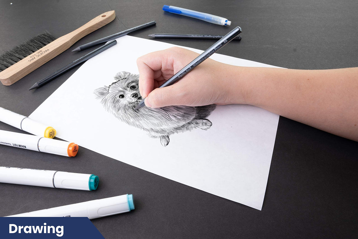 Pacific Arc Woodless Graphite Pencil 6 Pack Set, 12B, 10b, 8B, 6B, 4B, & 2B, for Sketching, Drawing, Coloring and Art Pacific Arc