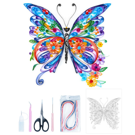Uniquilling Quilling Kit, Paper Quilling Kits, 16 * 20-in Butterfly Paper Filigree Kits with Quilling Tools& Using Manual, DIY Quilling Artwork Modern Wall Art for Living Room Uniquilling