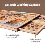 2000 Pieces Rotating Puzzle Board with 6 Storage Drawers & Protective Cover - Wooden Jigsaw Puzzle Table for 2000 Pieces - for Family Games, Home Entertainment & Puzzle Building FUNbelievable!