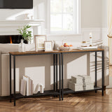 HOOBRO 29.5" Narrow Console Table, Small Entryway Table with Shelf, 2 Tier Thin Sofa Table, Side Table, Display Table, for Hallway, Living Room, Bedroom, Rustic Brown and Black BF74XG01 HOOBRO