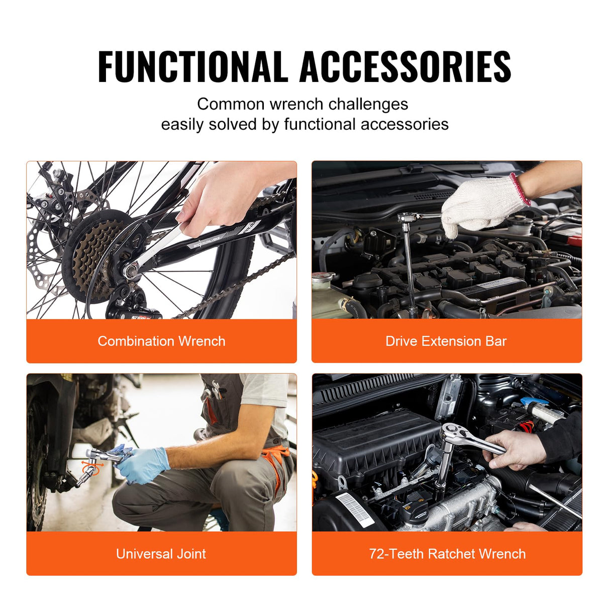 VEVOR Mechanics Tool Set and Socket Set, 1/4" 3/8" 1/2" Drive Deep and Standard Sockets, 450 Pcs SAE and Metric Mechanic Tool Kit with Bits, Combination Wrench, Hex Wrenches, Accessories, Storage Case VEVOR