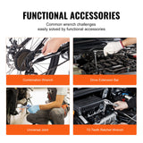 VEVOR Mechanics Tool Set and Socket Set, 1/4" 3/8" 1/2" Drive Deep and Standard Sockets, 450 Pcs SAE and Metric Mechanic Tool Kit with Bits, Combination Wrench, Hex Wrenches, Accessories, Storage Case VEVOR