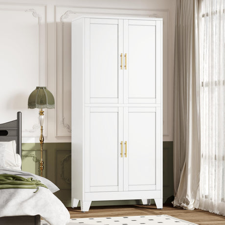 winiowa 75" Tall Kitchen Pantry Cabinet, Metal Storage Cabinet with Doors and Adjustable Shelves, White Freestanding Pantry Cabinet for Kitchen, Dining Room, Living Room, Laundry Room, Bathroom winiowa