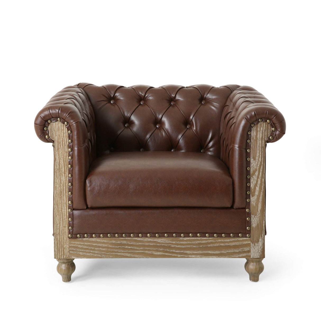 Christopher Knight Home Castalia Club Chair, Dark Brown + Natural 33.5D x 39W x 28H Inch Christopher Knight Home
