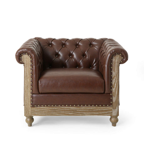 Christopher Knight Home Castalia Club Chair, Dark Brown + Natural 33.5D x 39W x 28H Inch Christopher Knight Home
