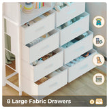 ADORNEVE Twin Size Loft Bed with Desk and 8 Storage Drawers, Metal Kids Loft Bed Twin with LED Lights & Charging Sation, Storage Shelves, 13.1" H Safety Guard & Ladder, No Box Spring Needed, White ADORNEVE