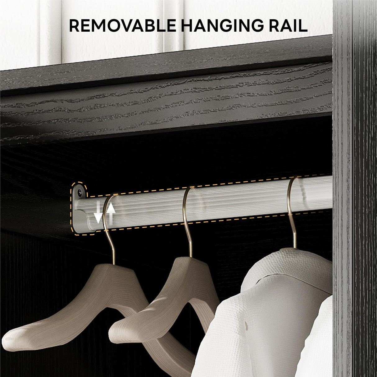 LIKIMIO Armoire Wardrobe Closet 70" H, 5 Doors Bedroom Wooden Wardrobe with 4 Storage Shelves and Hanging Rod, Clothing Storage Cabinet Organizer Combination, Black LIKIMIO