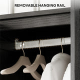 LIKIMIO Armoire Wardrobe Closet 70" H, 5 Doors Bedroom Wooden Wardrobe with 4 Storage Shelves and Hanging Rod, Clothing Storage Cabinet Organizer Combination, Black LIKIMIO