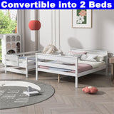 STERXONE Upgraded Version Thicken Solid Wood Twin XL Over Queen Bunk Bed, Stronger Queen Size Bunk Bed Frame, Convertible into 2 Beds for Adult, Easy to Assemble (White,Twin XL Over Queen) STERXONE