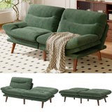 Amada 66" Convertible Futon Sofa Bed, Corduroy Folding Futon Set with Adjustable Backrest &Armrests, Recliner Lounge for Living Room, Apartment or Office, Solid Wood Frame, Loveseat Sofa - Green AMADA HOMEFURNISHING