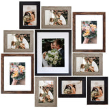 SESEAT Picture Frames Collage, Gallery Wall Frame Set with 11x14 8x10 5x7 4x6 Frames in 3 Different Finishes, Set of 10 SESEAT