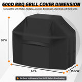 iCOVER Grill Cover 82 Inch, BBQ Grill Cover for Outdoor Grill, 600D Heavy-Duty Waterproof Gas Grill Cover BBQ Cover, Barbecue Grill Covers for Weber, Charbroil, Brinkmann, Nexgrill and More, Black i COVER