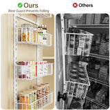 Delamu Adjustable Cabinet Door Organizer, 8-Tier Hanging Spice Rack Organizer, Metal Over the Door Pantry Organizer, Pantry Organizers and Storage Shelves for Kitchen Bathroom Laundry Room, White Delamu