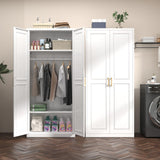 TIMELESS PIECES Metal Wardrobe Cabinets，Armoire Wardrobe Closet with Hanging Rod,Clothes Storage Cabinet with Adjustable Shelves and Doors, Clothing Cabinet for Bedroom, Office, Laundry Room TIMELESS PIECES