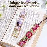 LET'S RESIN 12pcs Bookmark Bezels for Resin with Tassels, UV Resin Molds for DIY Bookmarks(6 Flowers and 6 Blank Frames), Metal Bookmark Bezels Bulk for Craft Supplies, Birthday Gifts, Custom LET'S RESIN