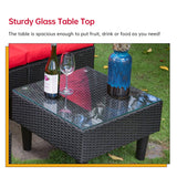 FDW Patio Furniture Sets 5 Pieces Outdoor Wicker Conversation Set Sectional Sofa Rattan Chair for Outdoor Backyard Porch Poolside Balcony Garden Furniture with Coffee Table,Red Cushion FDW