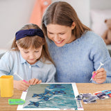 MOGTAA Blue Butterfly Diamond Art Kits for Adults, 5D Seaside Diamond Painting Kits for Adults Beginners, Full Drill Diamond Dots Kits Landscape Gem Painting for Home Decor 12x16 Inch MOGTAA