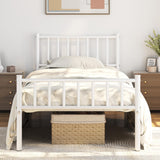 Yaheetech Twin Size Bed Frame Metal Platform Mattress Foundation with Spindle Headboard & Footboard/No Box Spring Needed/14 Inch Underbed Storage/Firm Support Easy Set up Structure, White Yaheetech
