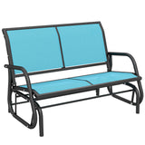 Outsunny 2-Person Outdoor Glider Bench, Patio Double Swing Rocking Chair Loveseat w/Powder Coated Steel Frame for Backyard Garden Porch, Blue Outsunny