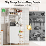 LegacyAmerhome Bakers Rack with Storage, 7-Tiers Large Bakers Rack with Power Outlet, Kitchen Microwave Stand Cabinet, Coffee Bar Cabinet with Storage Shelf, for Kitchen Living Room Pantry, White LegacyAmerhome