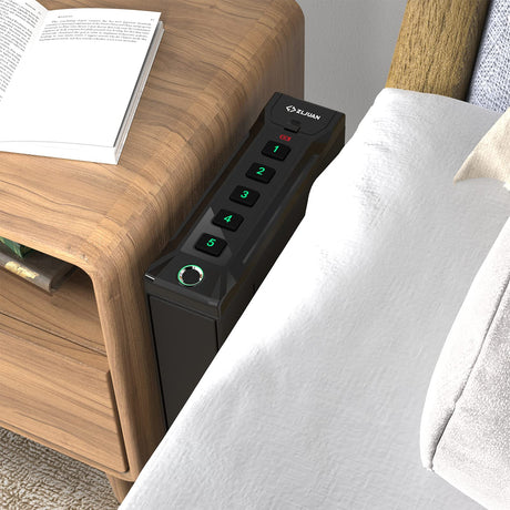 Z ZLJUAN Mounted Gun Safe for Pistols,Quick-Access Auto-Open Sliding Door Handgun Safe for Nightstand Wall Mount Bedside Desk Bed Gun Safes, Pistol Safe w/Biometric Fingerprint,Keypad Lock,Key Z ZLJUAN