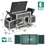 YITAHOME Chicken Coop 11.5ft² Large Wooden Chicken House Chicken Pen Outdoor with 2 Nesting Boxes Poultry Cage Rabbit Hutch Duck Cage with Weatherproof Roof (Grey) YITAHOME