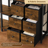 BTHFST Corner Bookshelf 6 Tier, 70.9" Convertible Tall Bookshelf with 6 Fabric Drawers, Corner Bookcase with Metal Doors, Large Display Shelf Book Shelf for Living Room,Home Office, Rustic Brown BTHFST