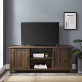 Walker Edison Buren Classic Grooved Door TV Stand for TVs up to 65 Inches, 58 Inch, Walnut Walker Edison