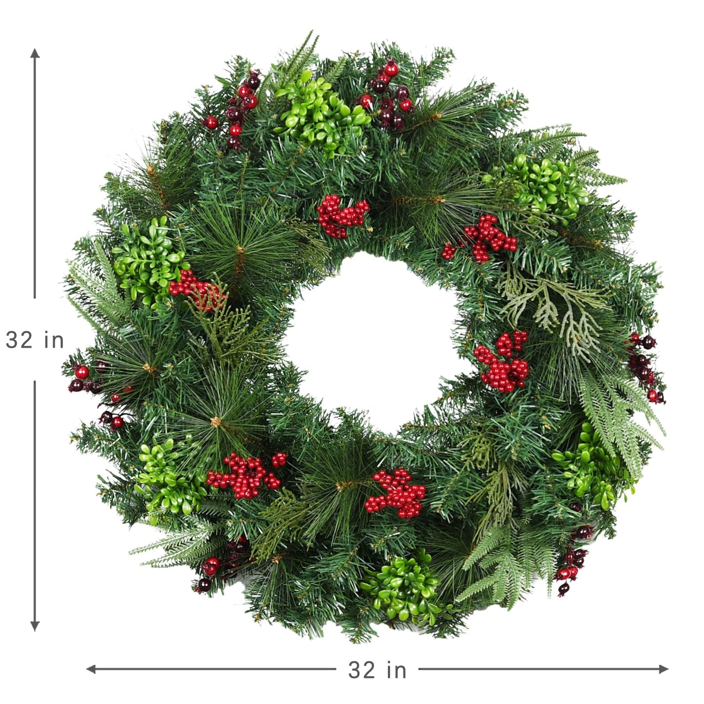 Jeco 32" Christmas Wreath with Berries, Multicolor, (CHD-F041)