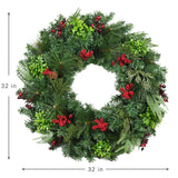 Jeco 32" Christmas Wreath with Berries, Multicolor, (CHD-F041) Jeco