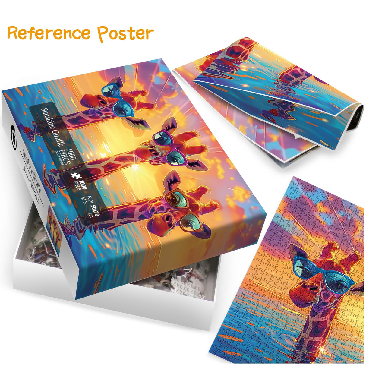 Funny Giraffe Puzzles for Adults 1000 Pieces Fantasy Ocean, Colorful Animal Art Jigsaw Puzzles, Summer Pretty Beautiful Puzzle IdeaBazar