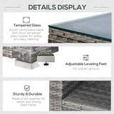 Outsunny 4 Piece Wicker Patio Furniture Set with Cushions, Outdoor Sectional Furniture with 2 Sofa, Loveseat, and Glass Top Coffee Table, Conversation Sofa Sets for Garden, Black Outsunny