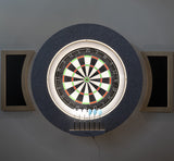 peleya Dart Board Cabinet Set with LED Light; Bristle Dartboard, Built in LED Light, Darts and Chalkboards peleya