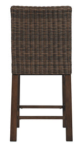 Signature Design by Ashley Paradise Trail Outdoor 27.5" Wicker Patio Barstool, 2 Count, Brown Signature Design by Ashley