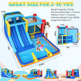 Whubefy 15x9.95Ft Bounce House Water Slide Park for Kids 3-6, Inflatable Water Slide Bouncy House with Slide,Big Pool,Bouncer Area,Blower, Blow Up Water Slides Jump Castle for Big Kids 8-12 Backyard Whubefy