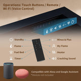 PuraFlame Bernice 60 Inch Smart Linear Electric Fireplace - Clean Hidden Vent Design, Flame with 9 Colors, Recessed in-Wall or Wall-Mount or Free Standing, Compatible with Alexa and Google Assistant PuraFlame