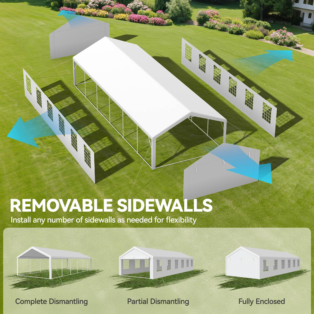 YITAHOME 20x40 ft Party Tent Outdoor Wedding Event Shelters Heavy Duty Upgraded Galvanized Canopy with Large White Roof, Removable Sidewalls, White YITAHOME