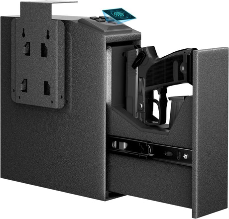 Sgorlds Biometric Slider Gun Safe for Handgun,Auto Sliding Door Hand Gun Safe, Quick Access Pistol Safe for Nightstand, Desk, Bed Side With Fingerprintt, PIN Code, KEY Access Sgorlds